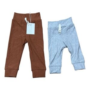 NWT Bohemian Babies Organics Rust / Gray Organic French Terry Joggers 3-6 / 9-12